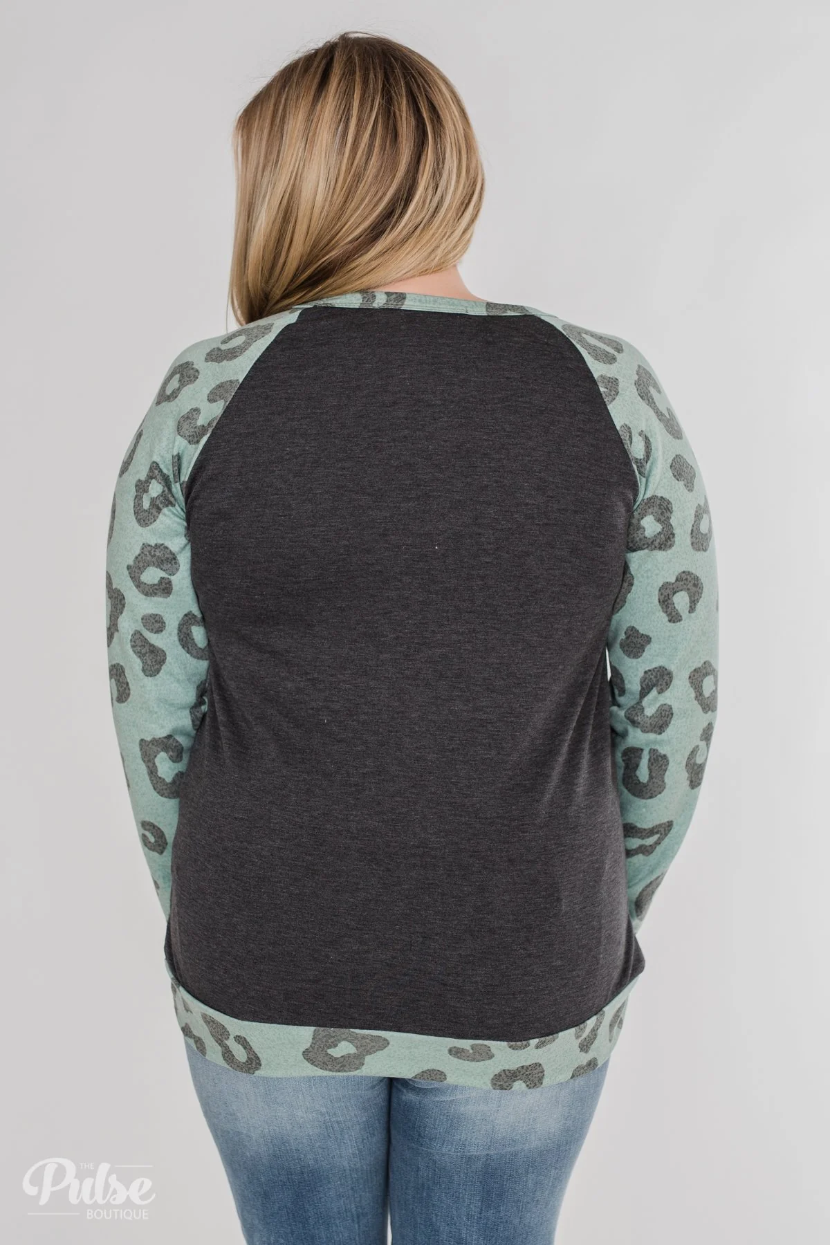 Leopard Raglan Long Sleeve Top- Soft Teal - Image 12