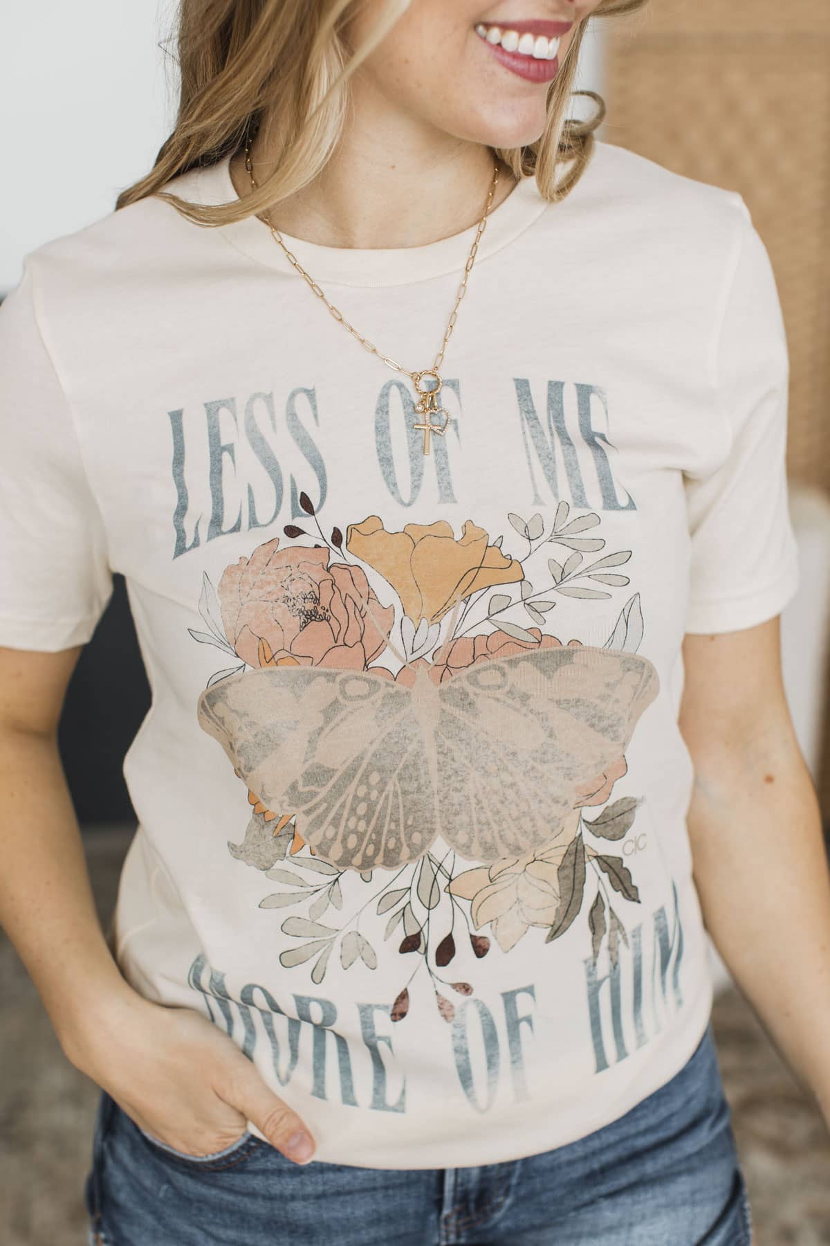 "Less Of Me, More Of Him" Graphic Tee- Ivory