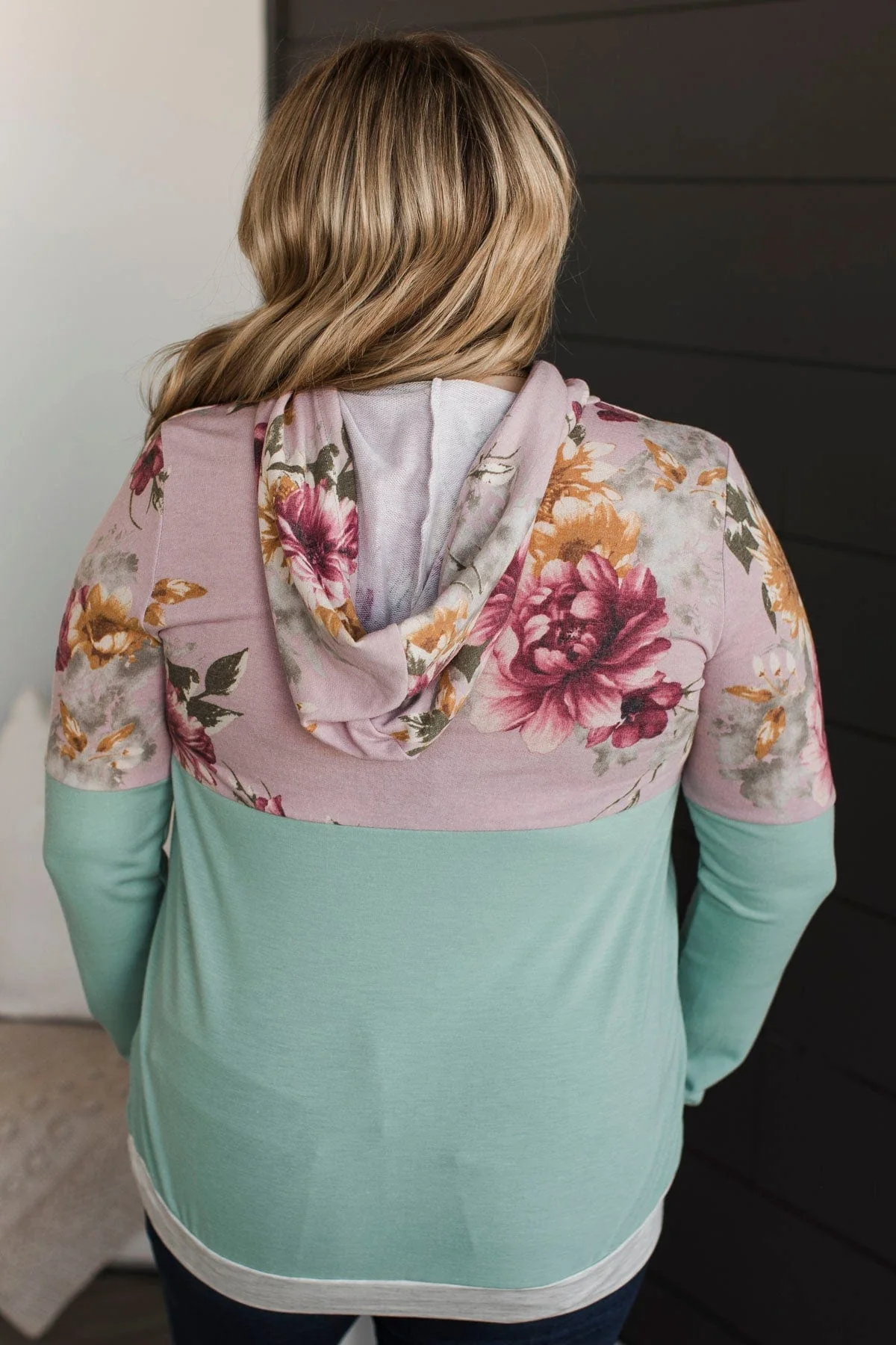Let Love Grow Hooded Top- Dusty Mauve & Mint - Image 8