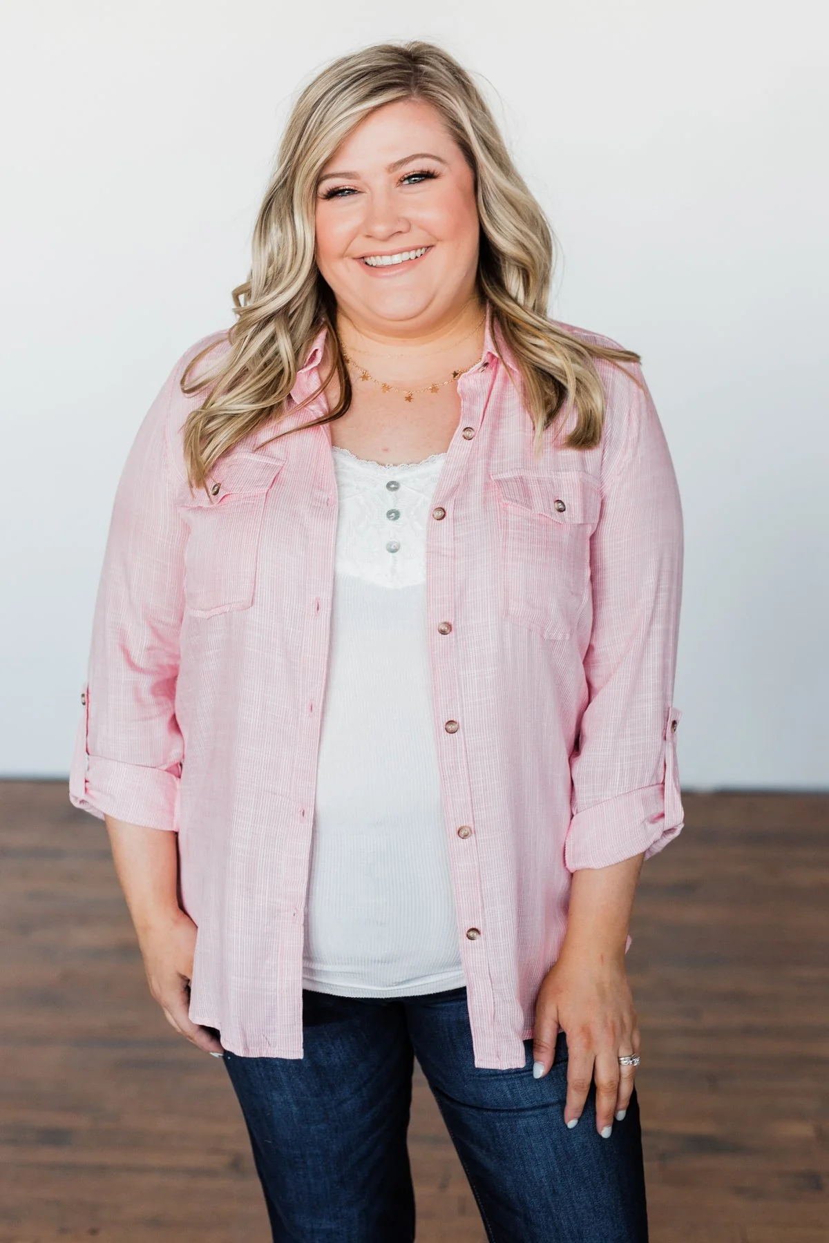 Let Me Adore You Button Down Top- Pink - Image 4