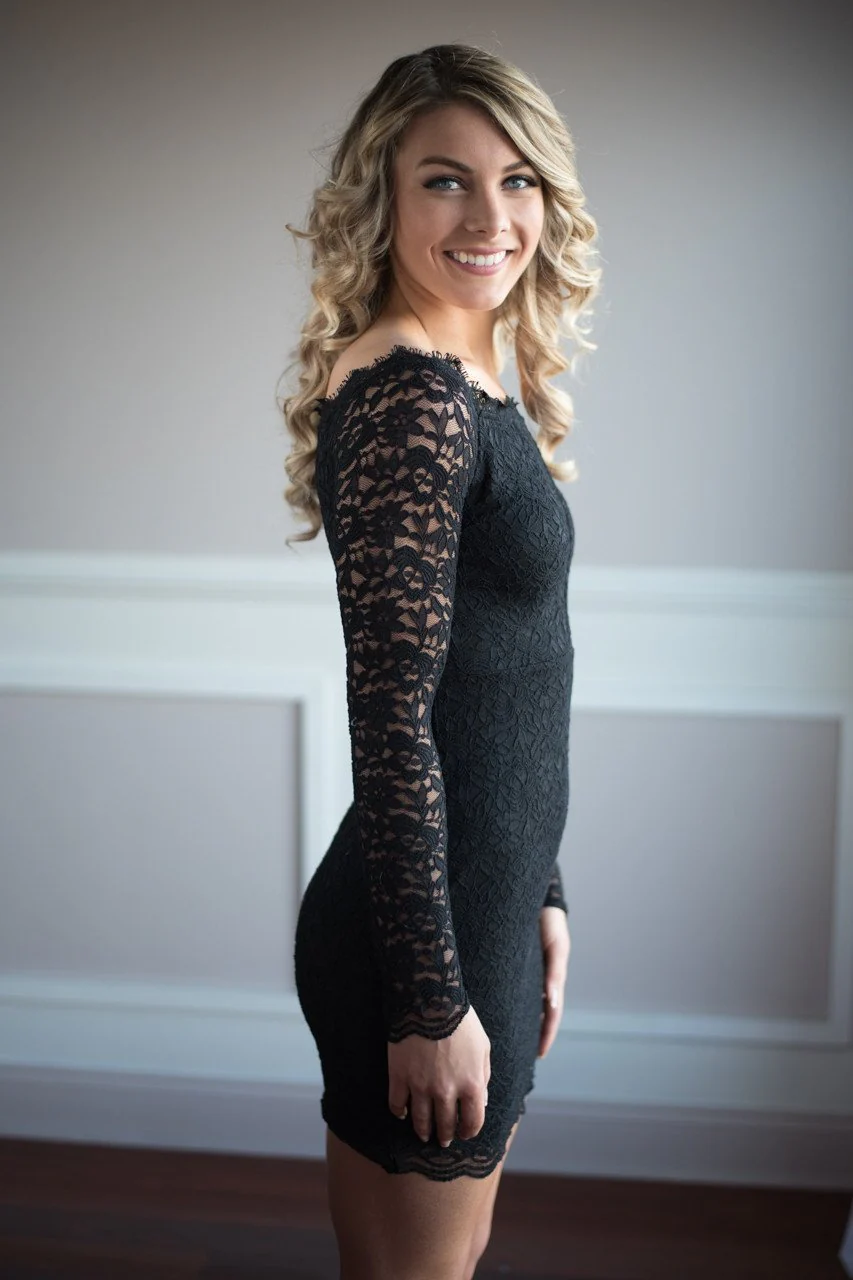 Let the Love Flow Black Lace Off the Shoulder Dress - Image 8