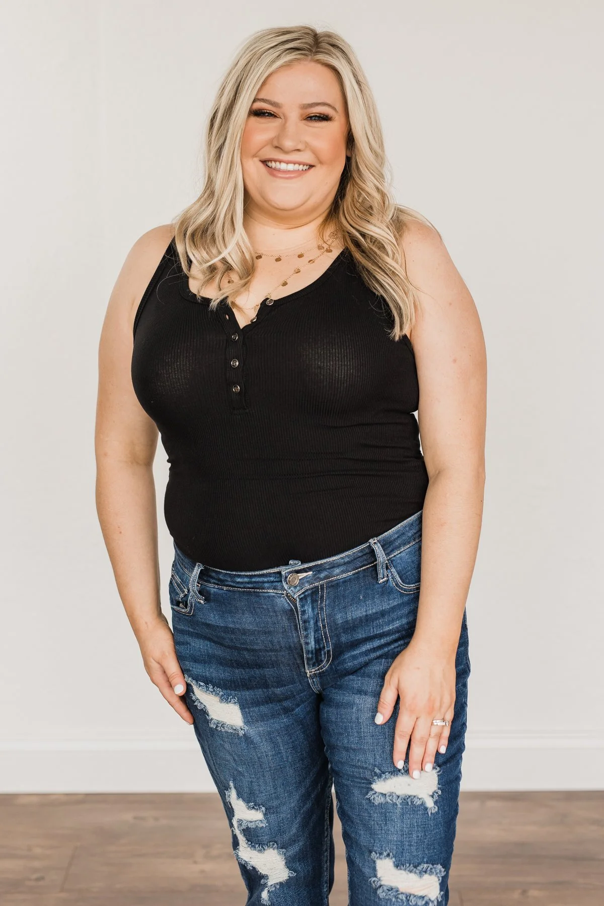 Let Them Wonder Button Bodysuit- Black - Image 7