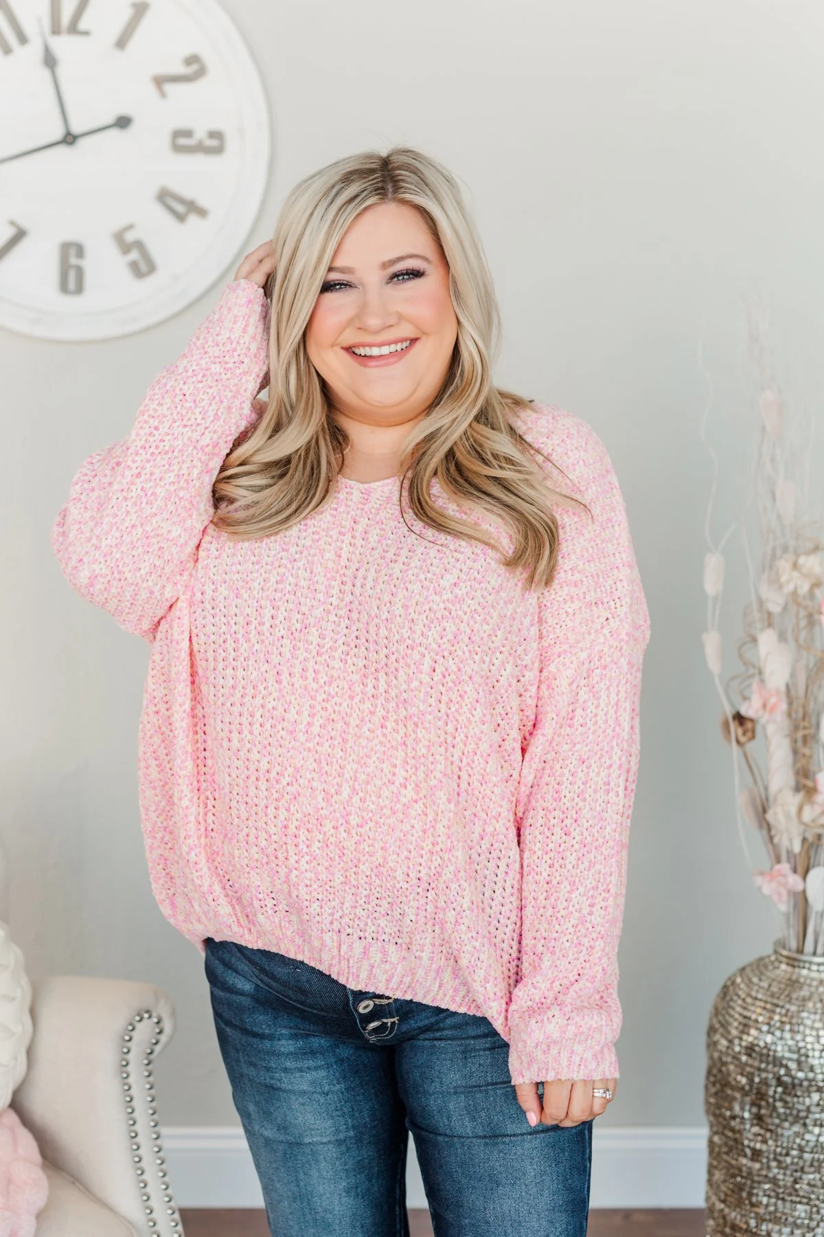 Let Your Confidence Shine Knit Sweater- Pink, Yellow, & Ivory - Image 8