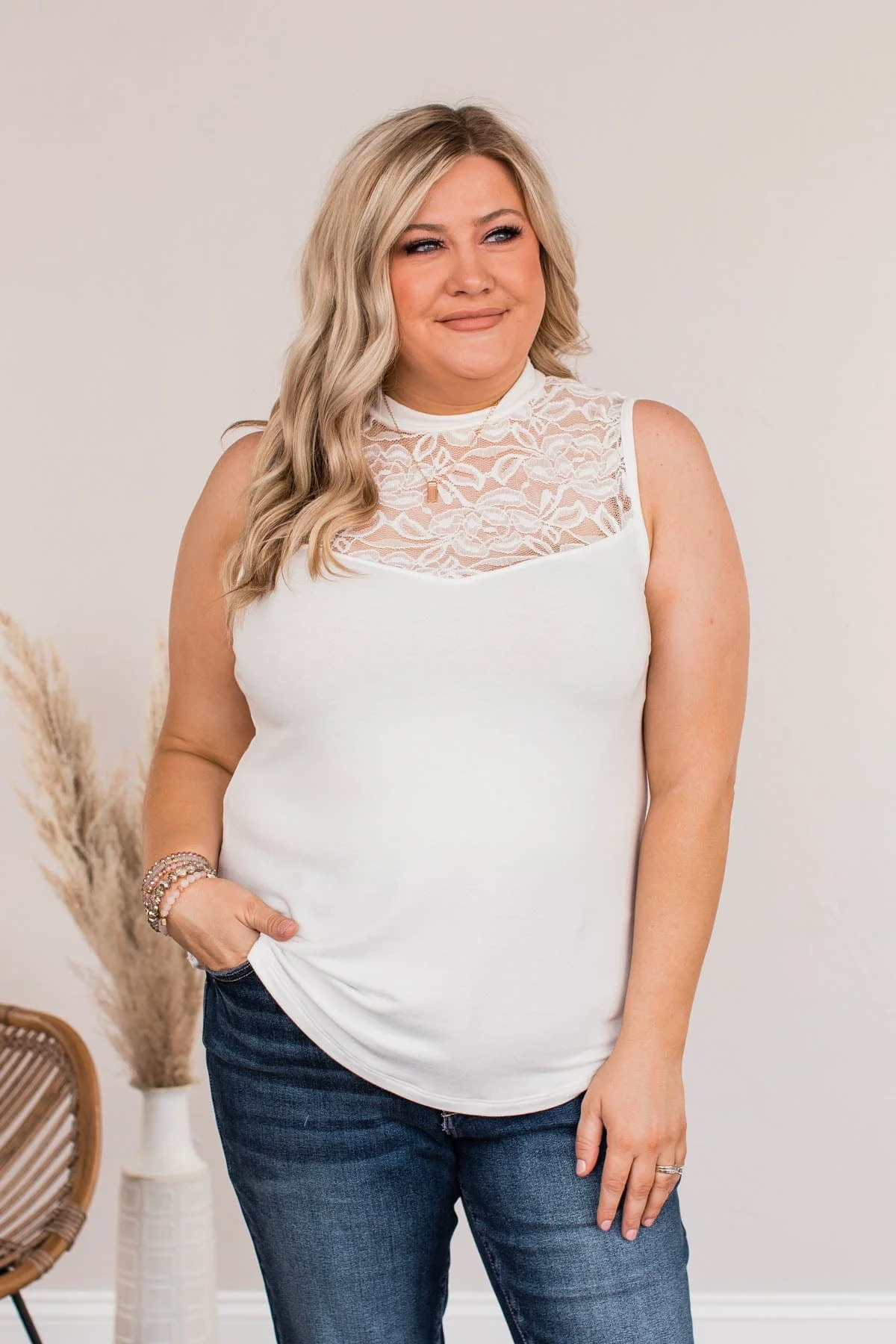 Let Your Hair Down Lace Top- Ivory - Image 2