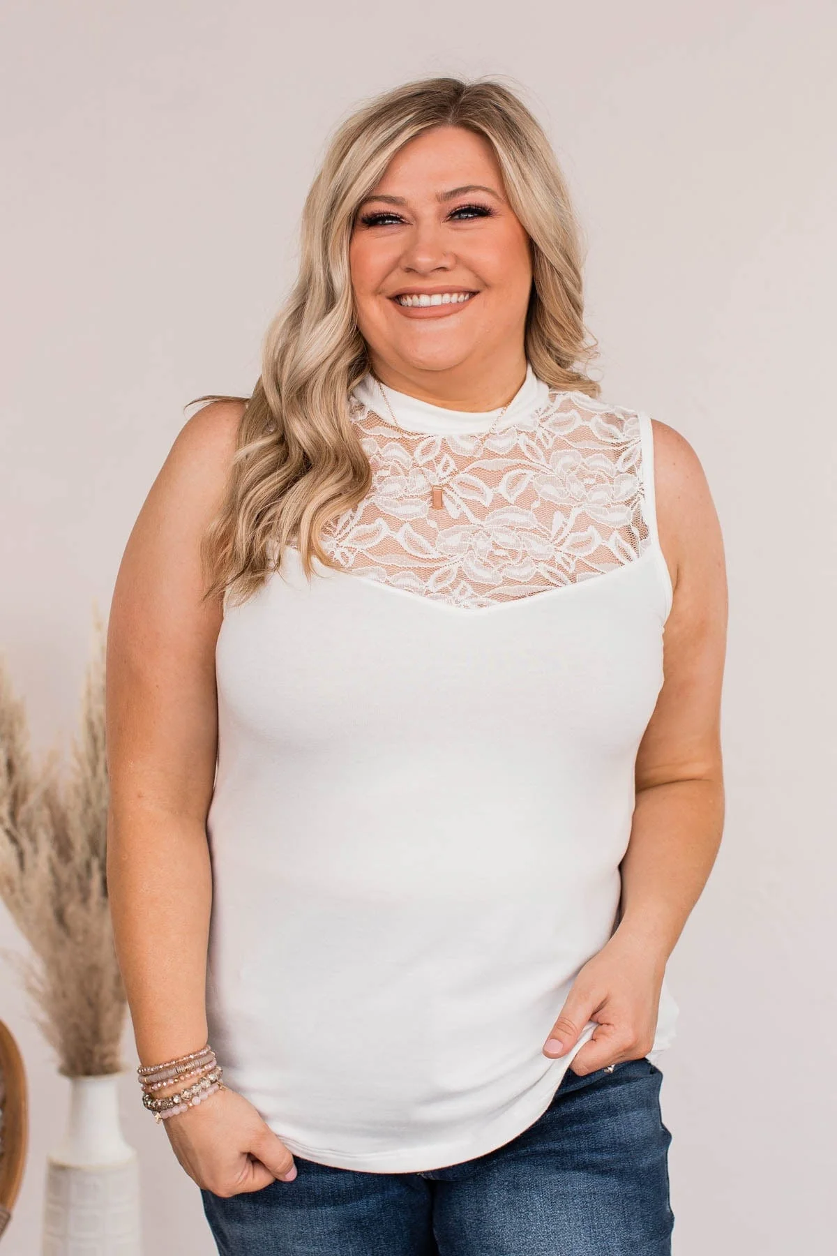Let Your Hair Down Lace Top- Ivory - Image 9