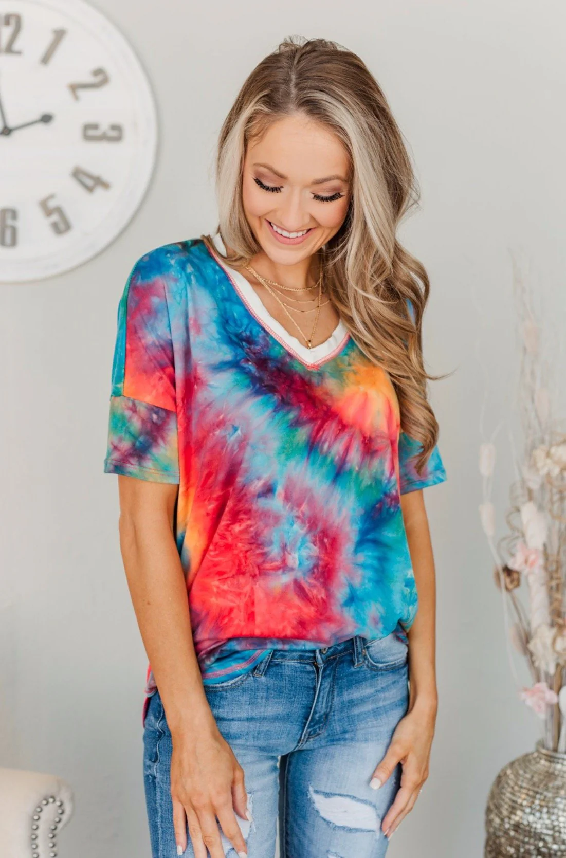 Let Your Light Shine Tie Dye Top- Rainbow - Image 8