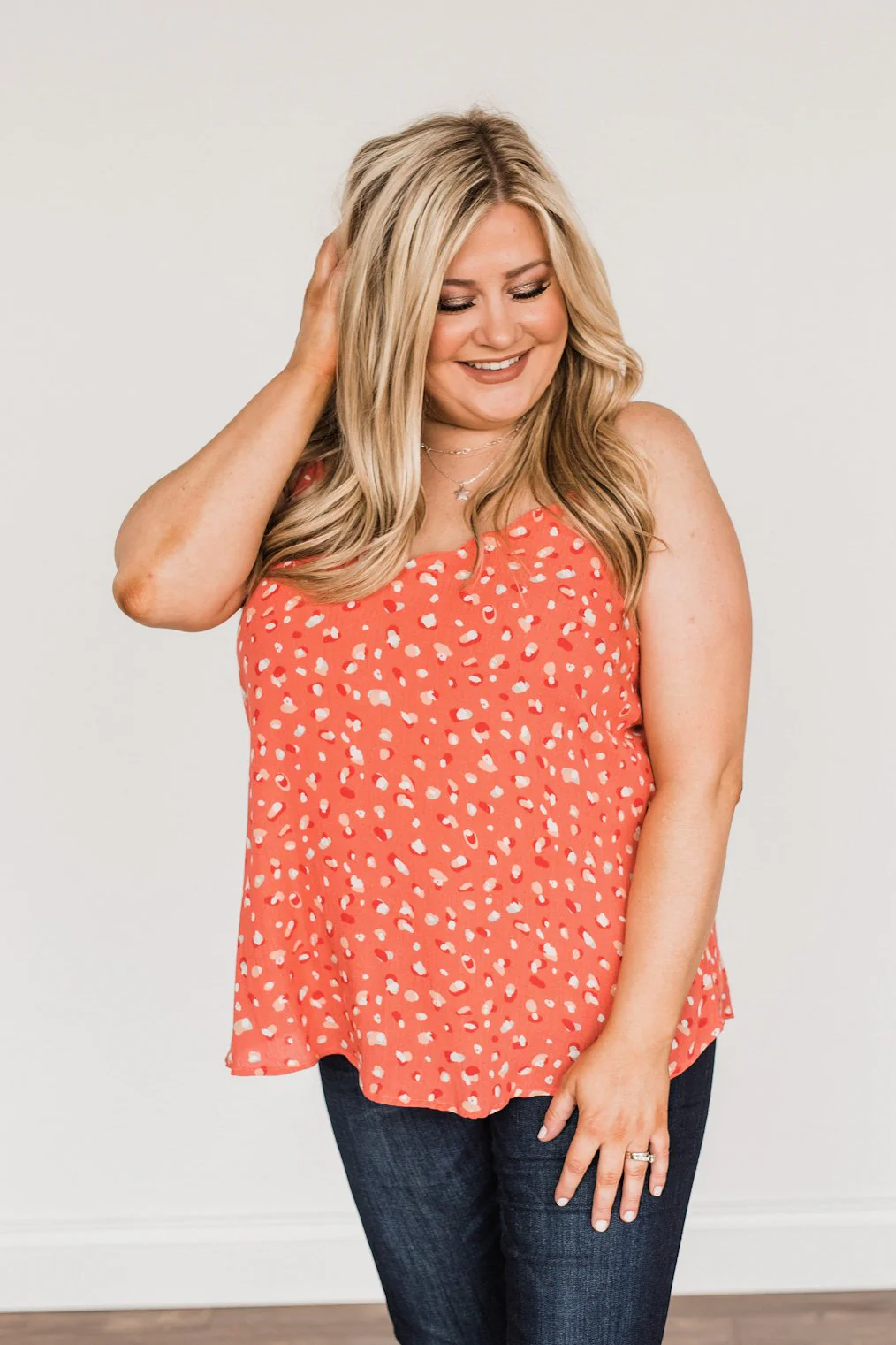 Let Your Love Show Printed Tank Top- Deep Coral - Image 3