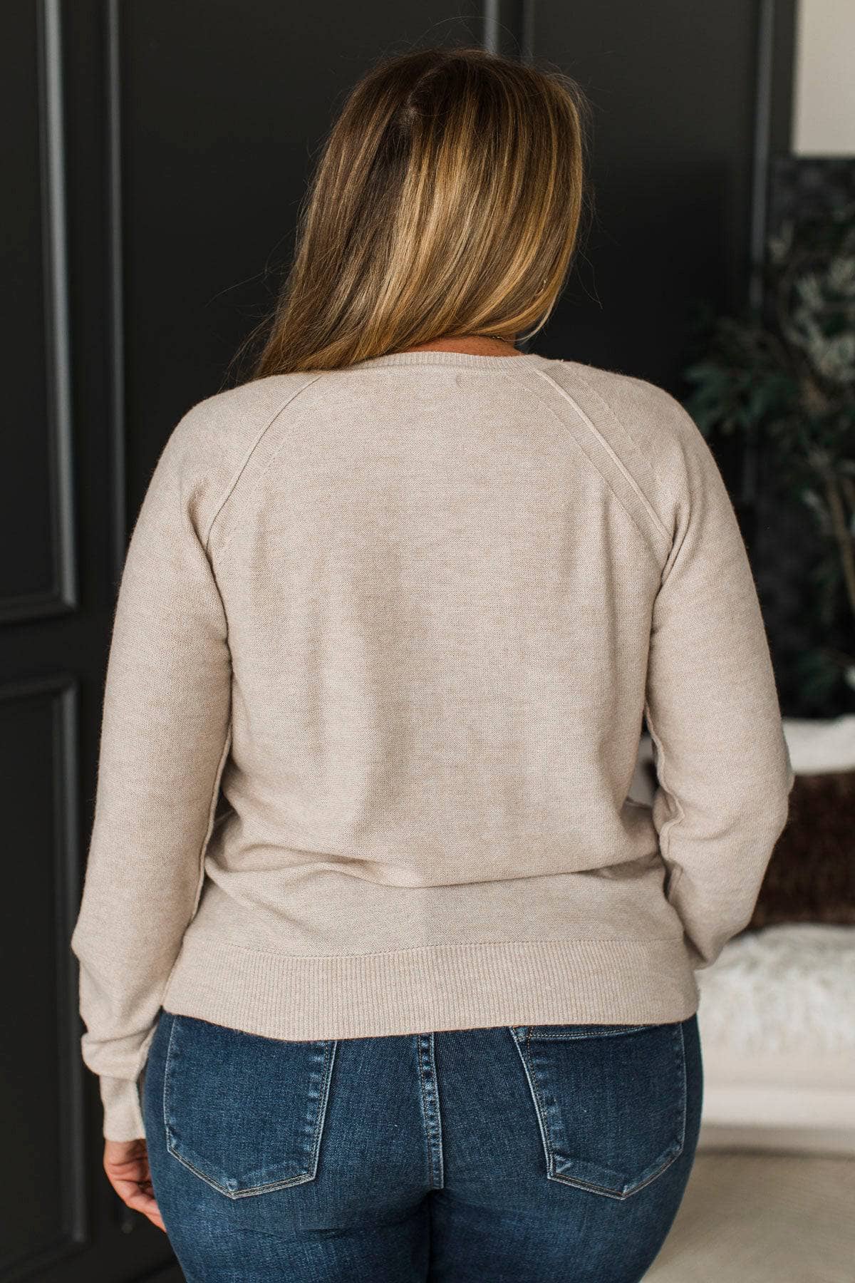 Let's Be Honest Knit Henley Top- Oatmeal - Image 7