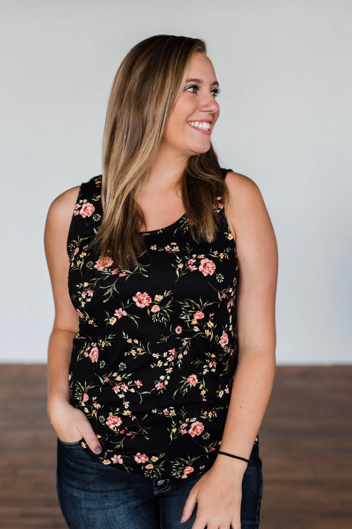 Let's Begin Again Floral Tank Top- Black - Image 14