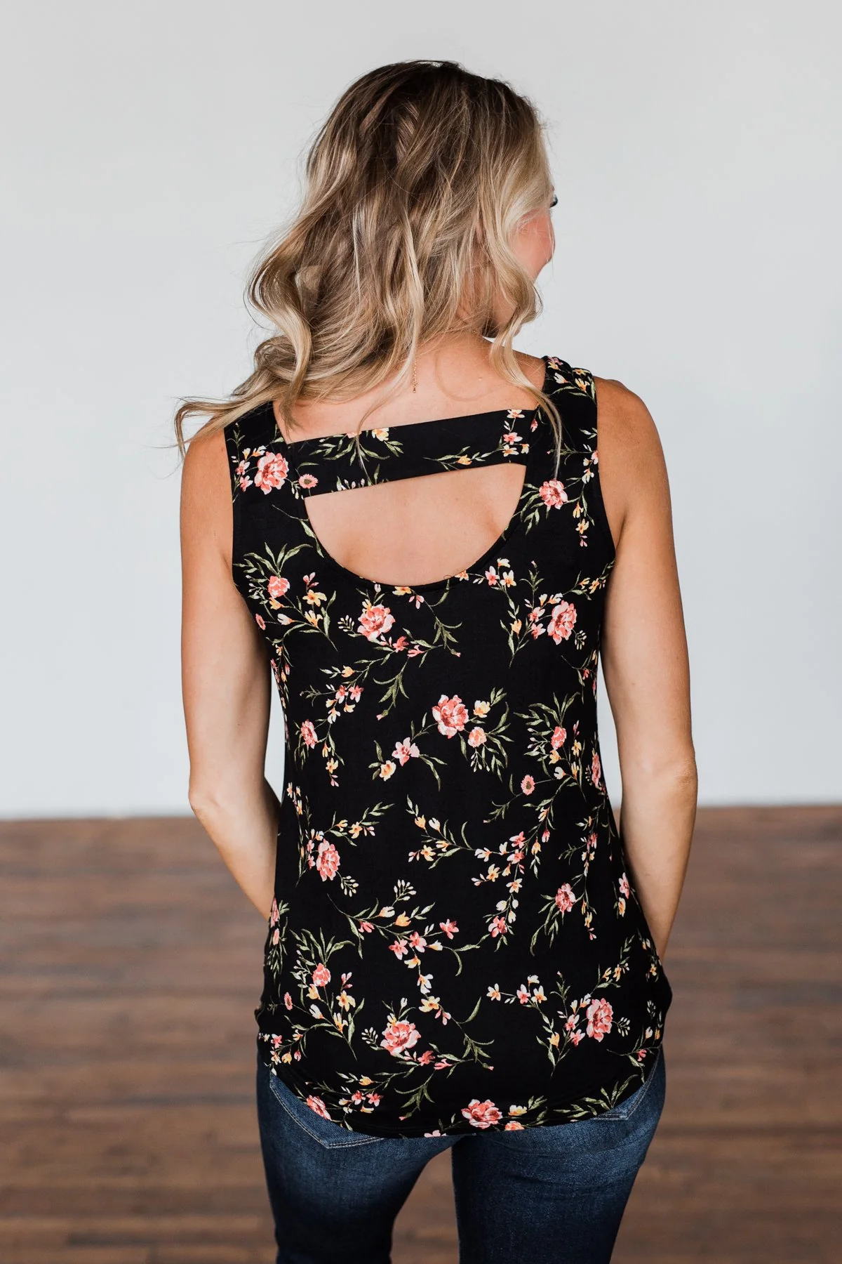 Let's Begin Again Floral Tank Top- Black - Image 17