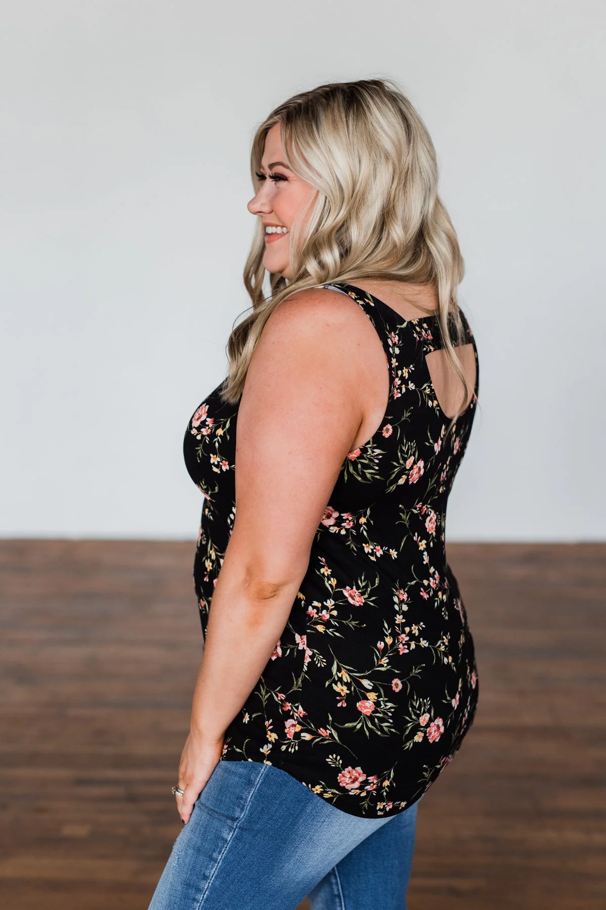 Let's Begin Again Floral Tank Top- Black - Image 18