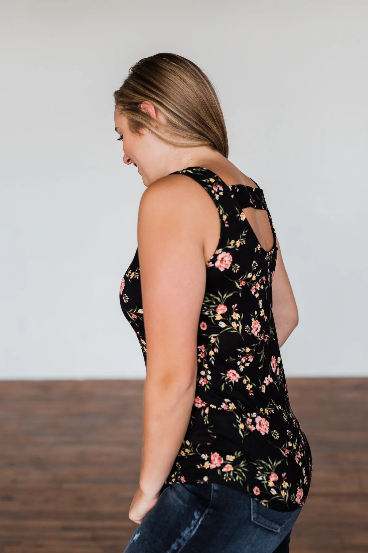 Let's Begin Again Floral Tank Top- Black - Image 19