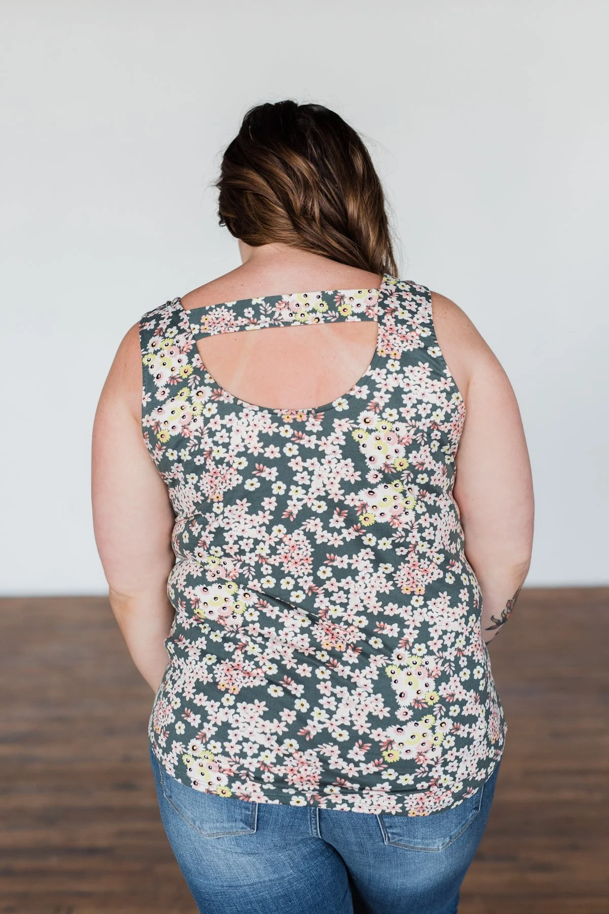 Let's Begin Again Floral Tank Top- Deep Sage - Image 12