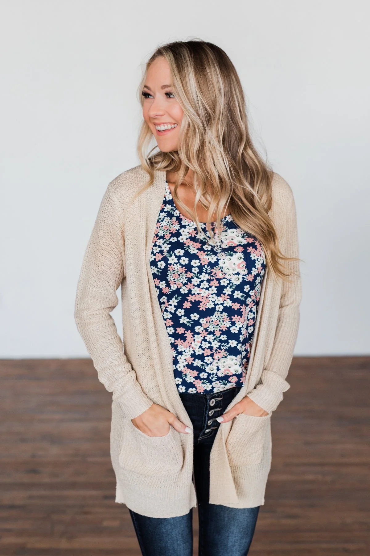 Let's Begin Again Floral Tank Top- Navy - Image 8