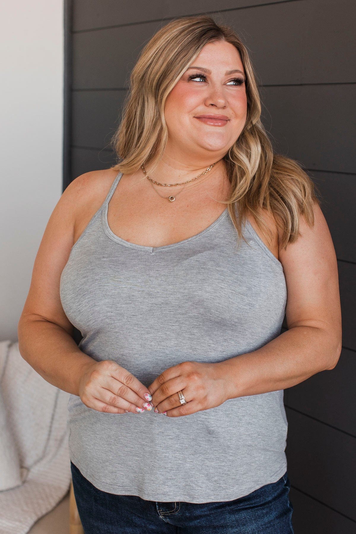 Let's Chat Racerback Tank Top- Heather Grey - Image 4
