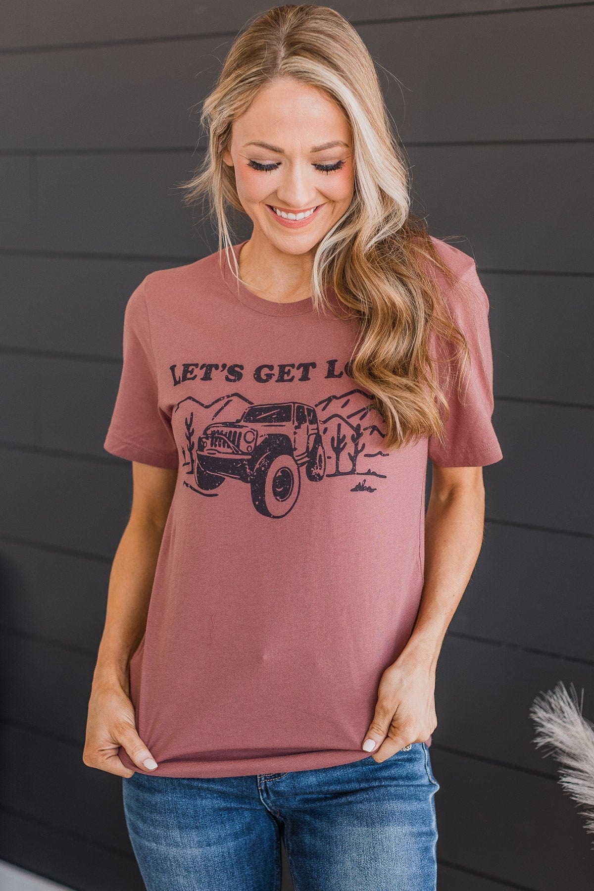 "Let's Get Lost" Graphic Tee- Mauve - Image 3