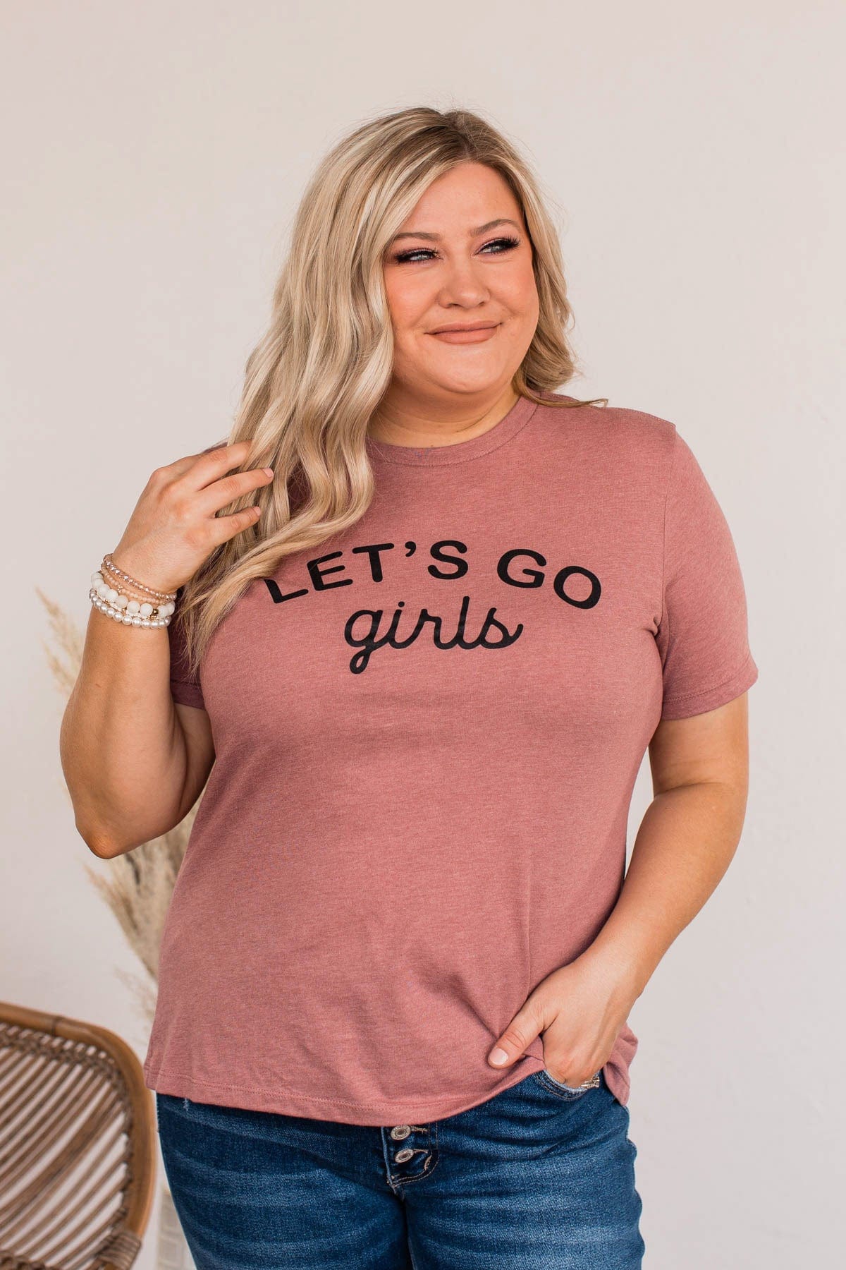 "Let's Go Girls" Graphic Tee- Mauve - Image 3