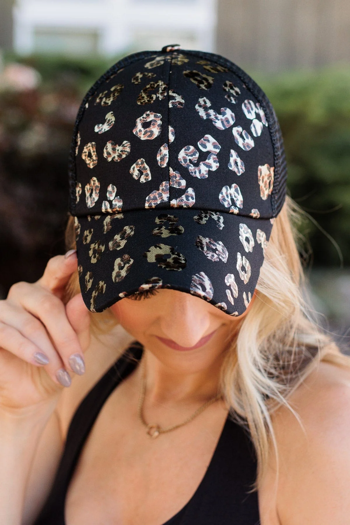 Let's Hit The Road Baseball Hat- Black & Leopard - Image 3