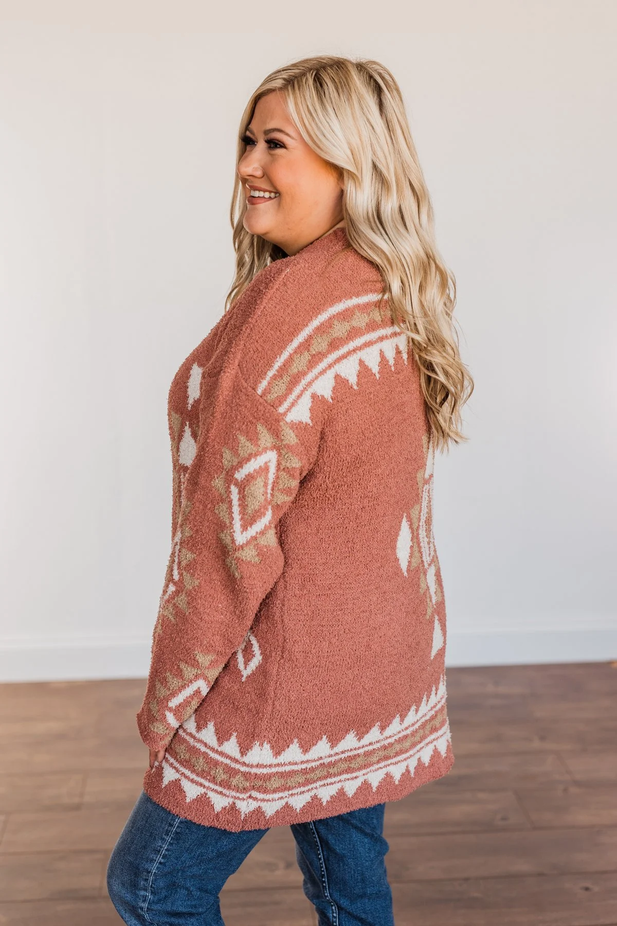 Let's Stay Home Aztec Cardigan- Dark Mauve - Image 10