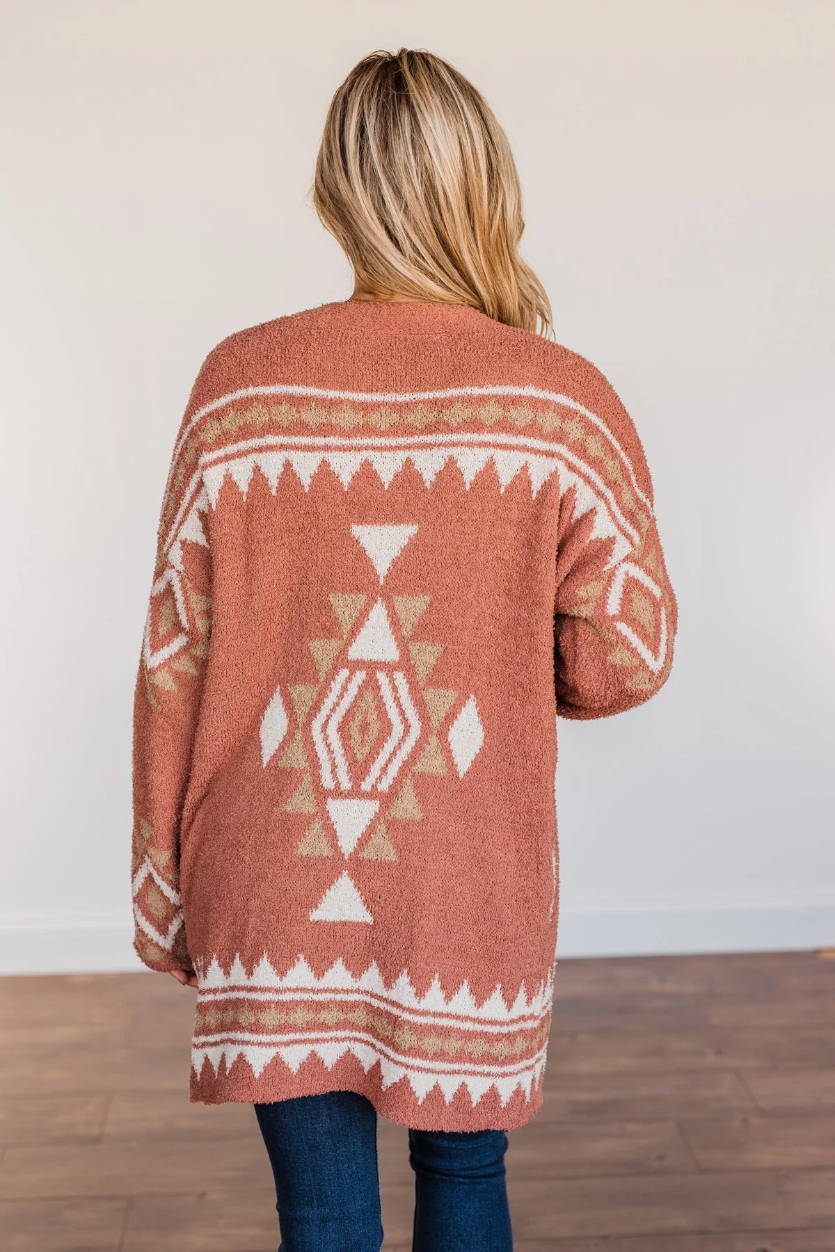 Let's Stay Home Aztec Cardigan- Dark Mauve - Image 11