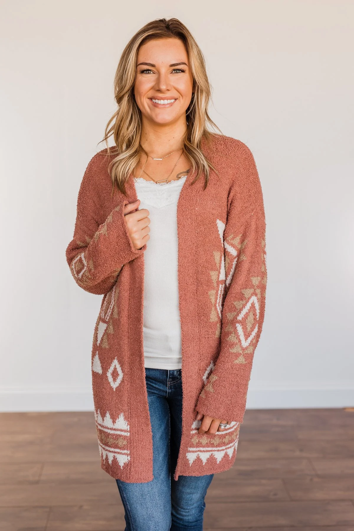 Let's Stay Home Aztec Cardigan- Dark Mauve - Image 12