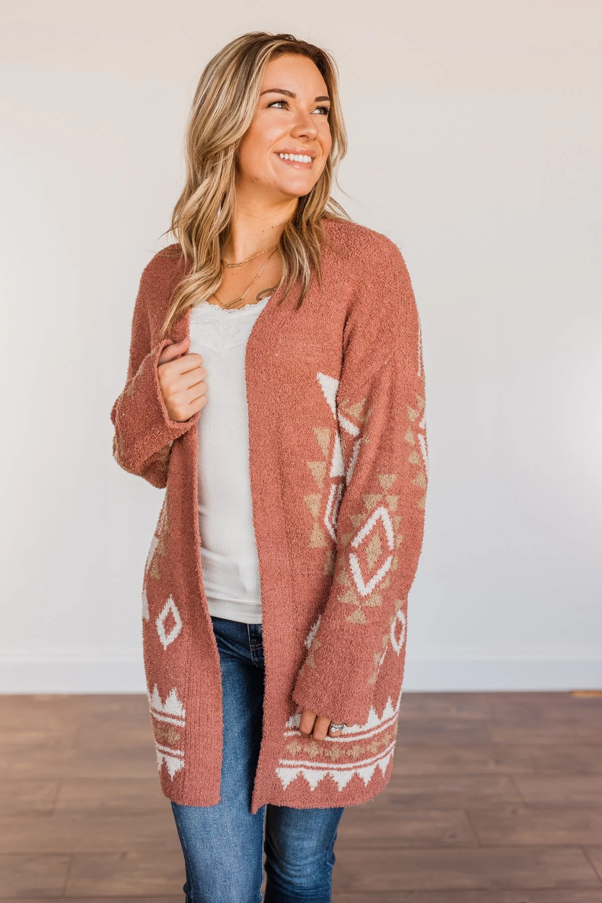 Let's Stay Home Aztec Cardigan- Dark Mauve - Image 13