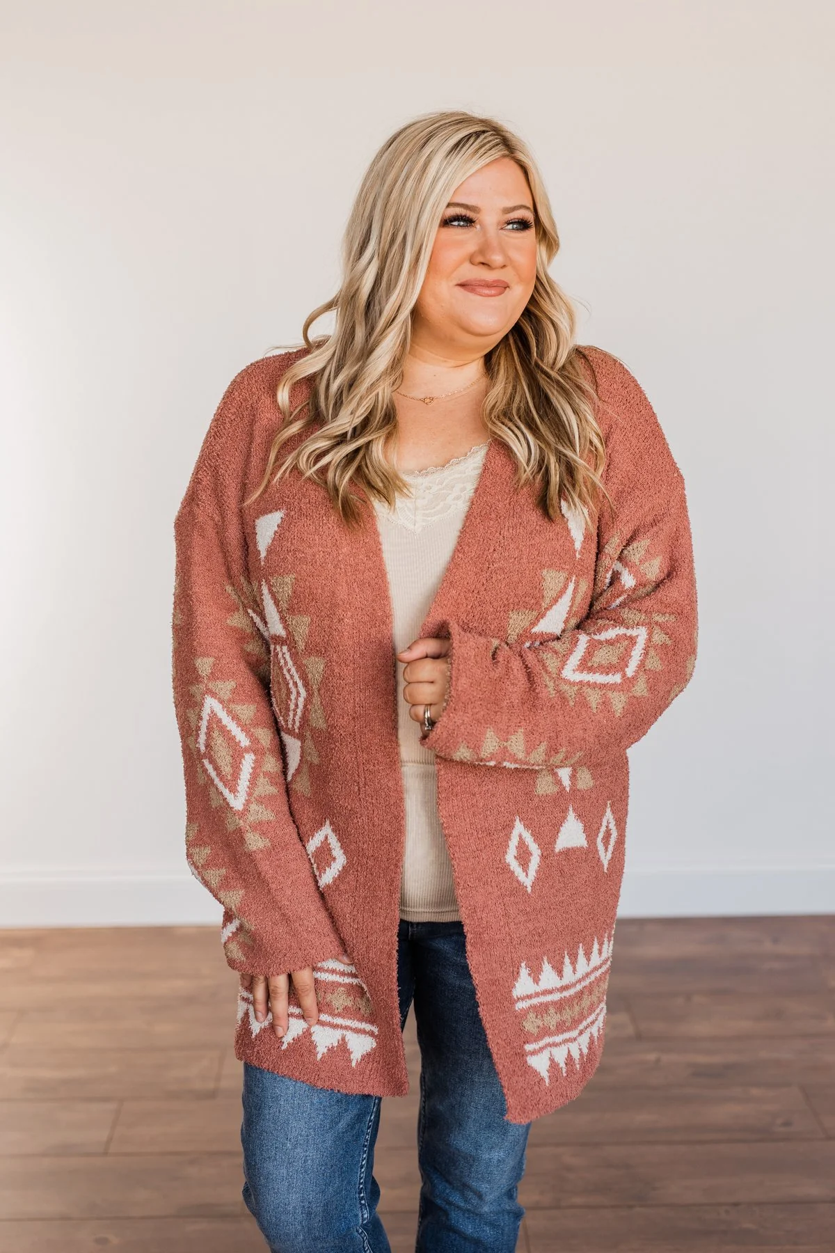 Let's Stay Home Aztec Cardigan- Dark Mauve - Image 5