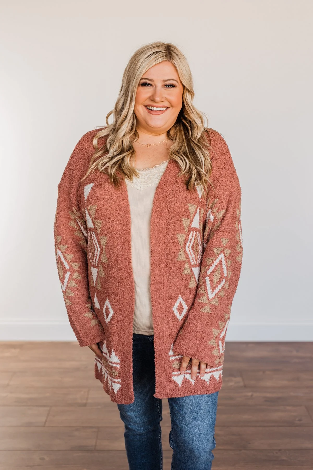 Let's Stay Home Aztec Cardigan- Dark Mauve - Image 7