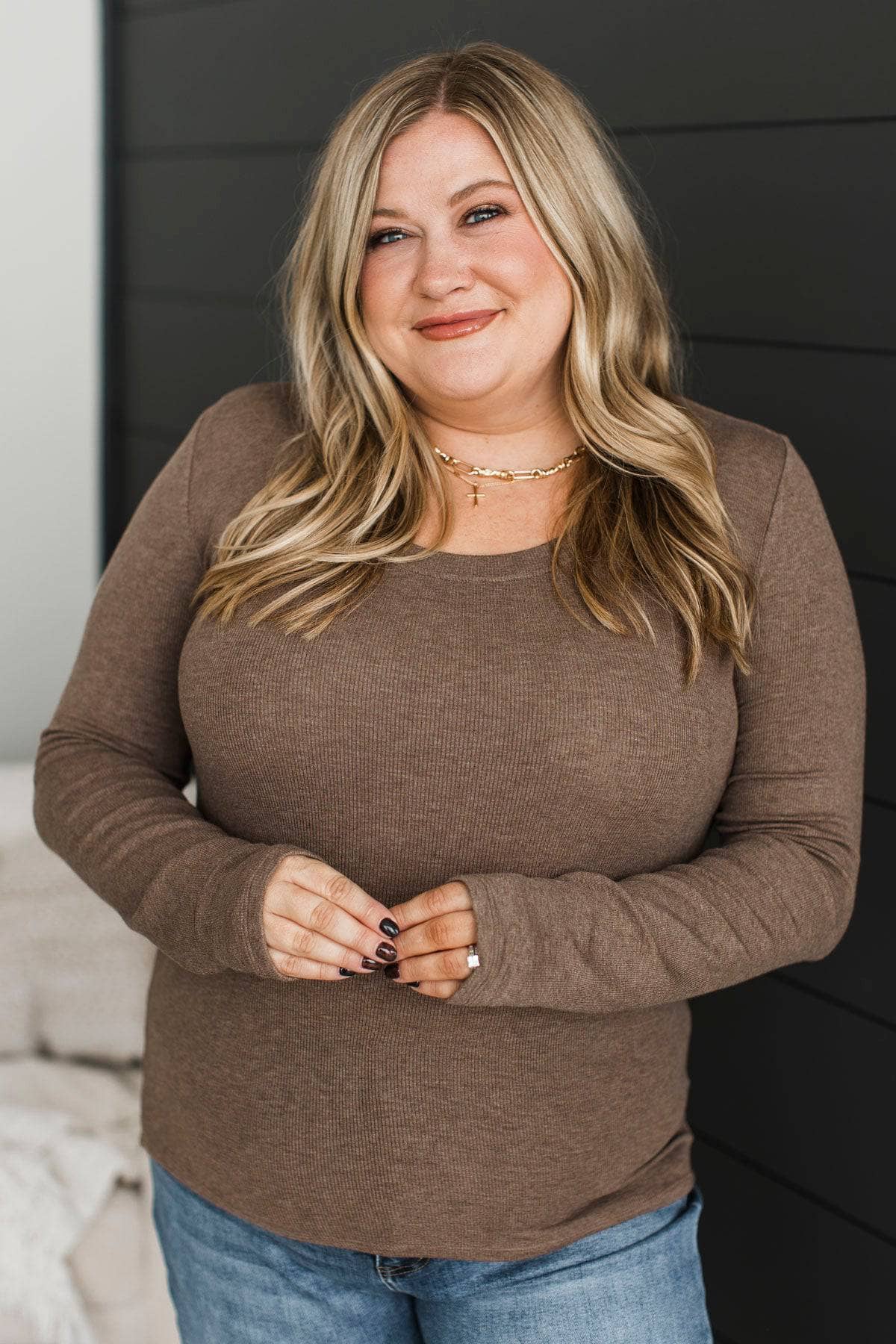 Letting Go Of You Long Sleeve Top- Brown - Image 3