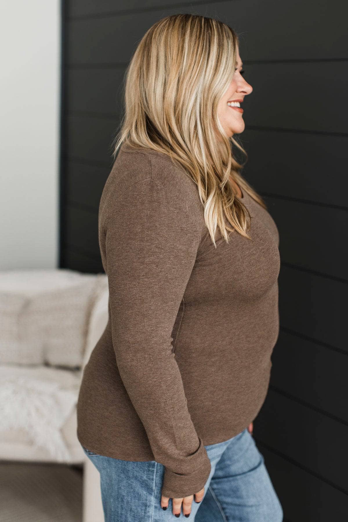 Letting Go Of You Long Sleeve Top- Brown - Image 5