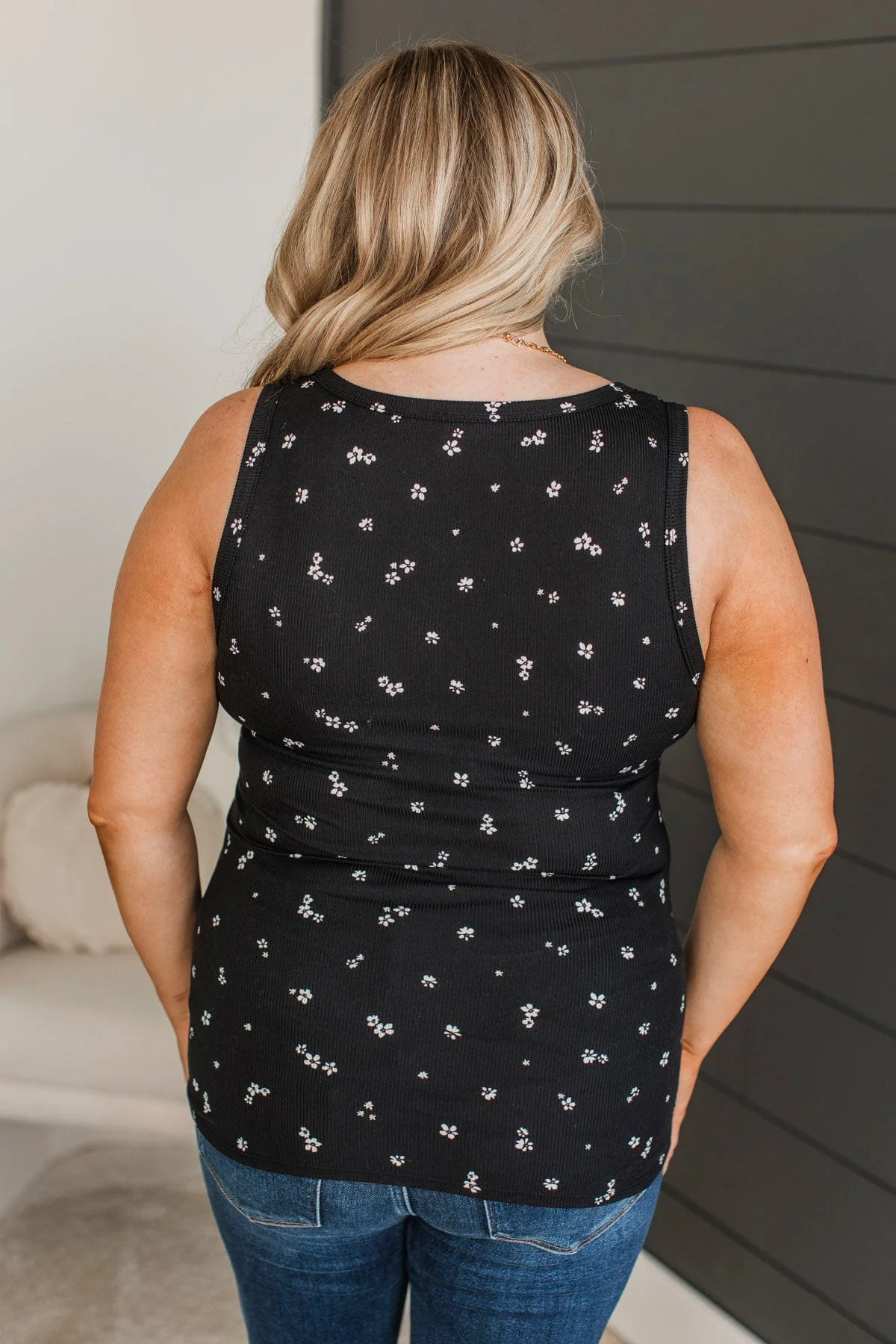 Letting Things Go Floral Tank Top- Black - Image 8