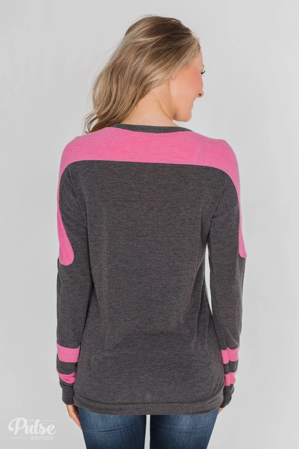 Level of Comfort Long Sleeve Top- Charcoal - Image 7