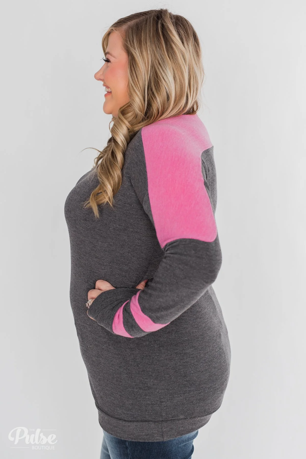 Level of Comfort Long Sleeve Top- Charcoal - Image 9