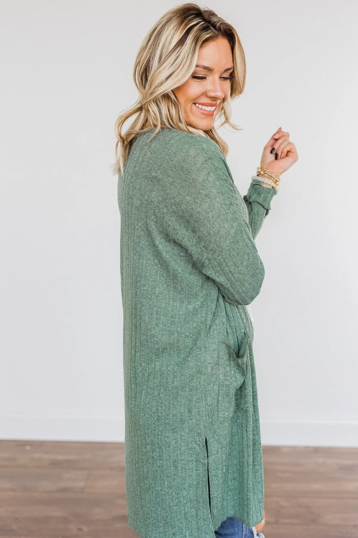 Life As We Know It Knit Cardigan- Sage - Image 7