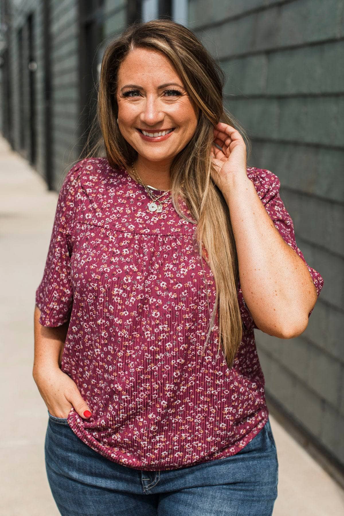 Life Full Of Love Floral Top- Berry