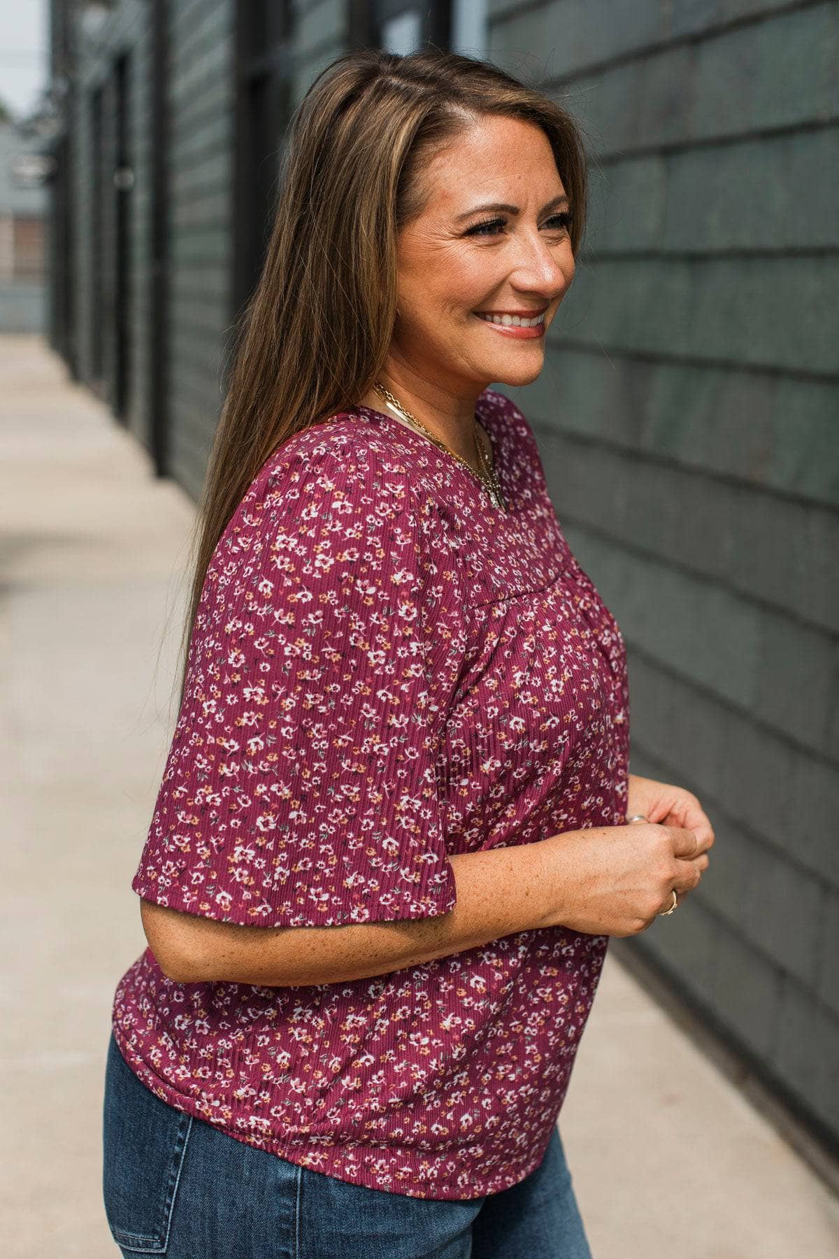 Life Full Of Love Floral Top- Berry - Image 5