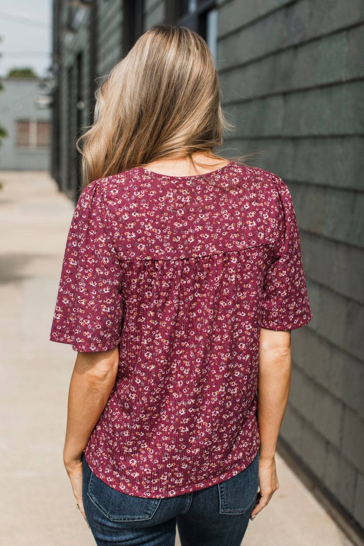 Life Full Of Love Floral Top- Berry - Image 6