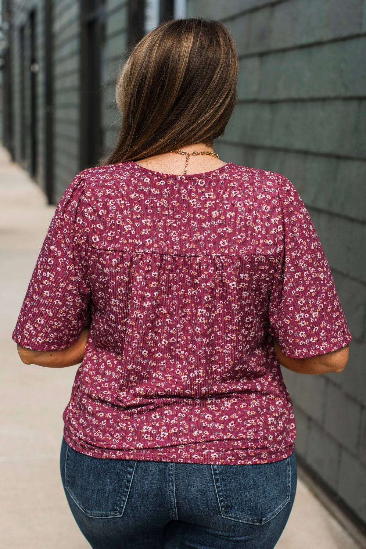 Life Full Of Love Floral Top- Berry - Image 7