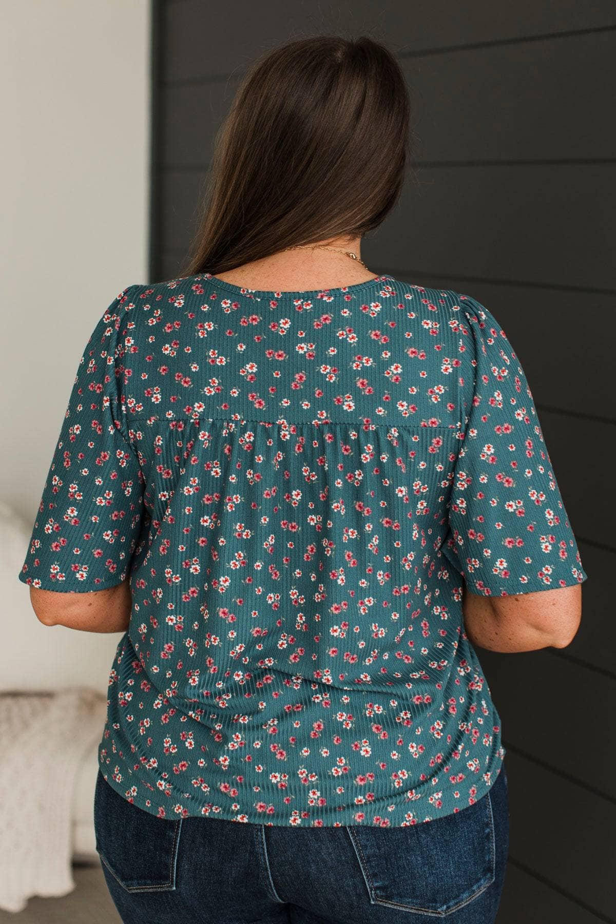 Life Full of Love Floral Top- Dark Teal - Image 8