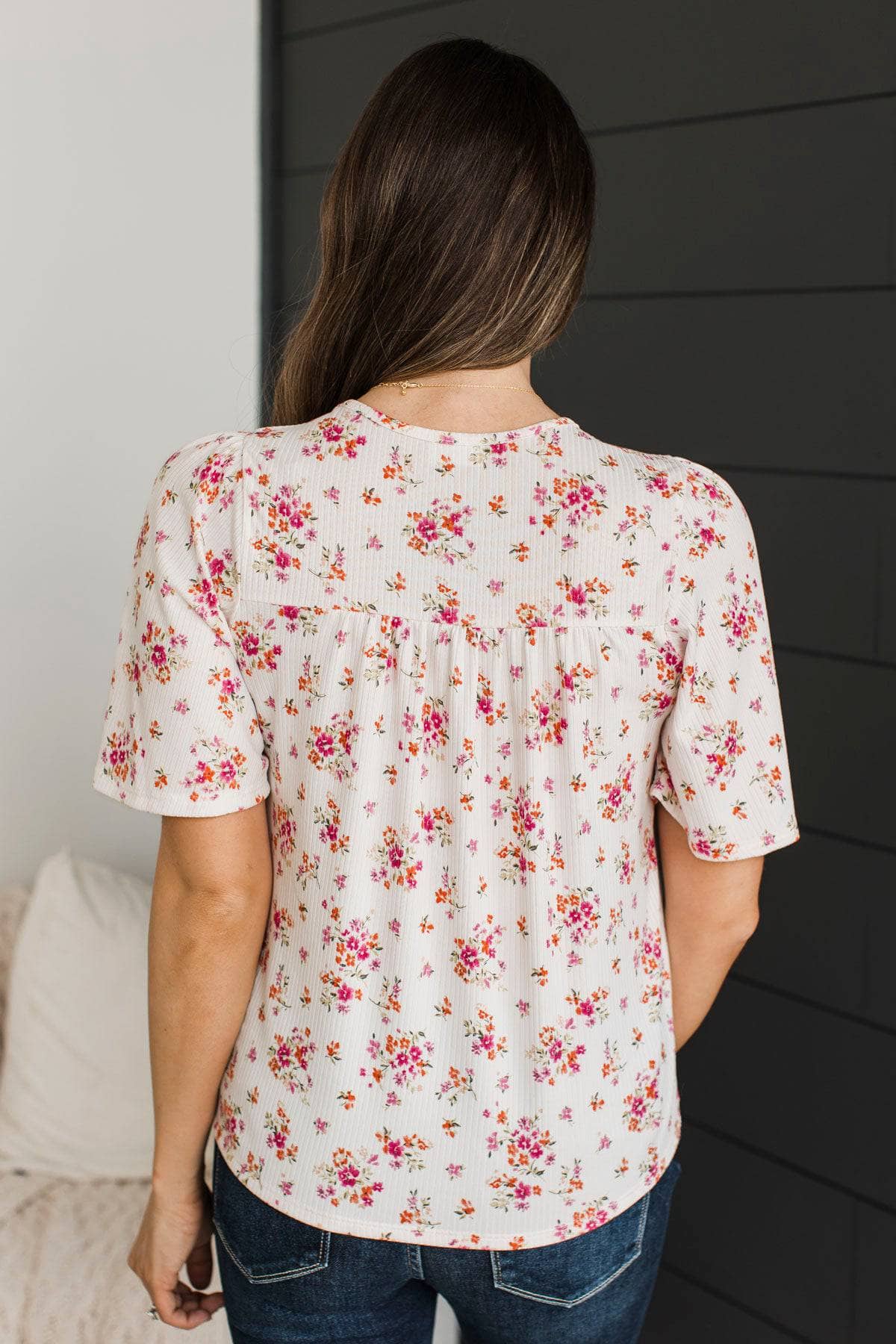 Life Full of Love Floral Top- Ivory - Image 7