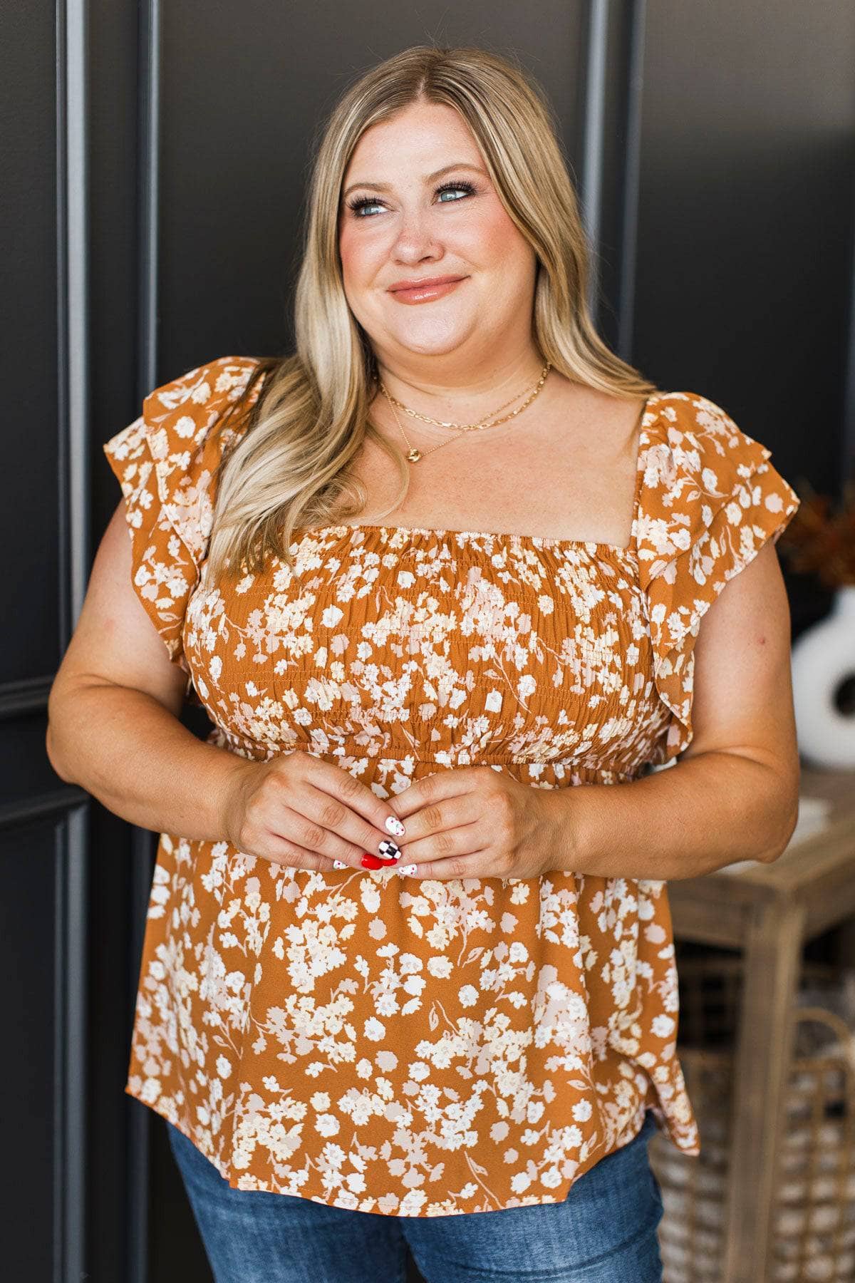 Life Full Of Music Floral Blouse- Ginger - Image 2