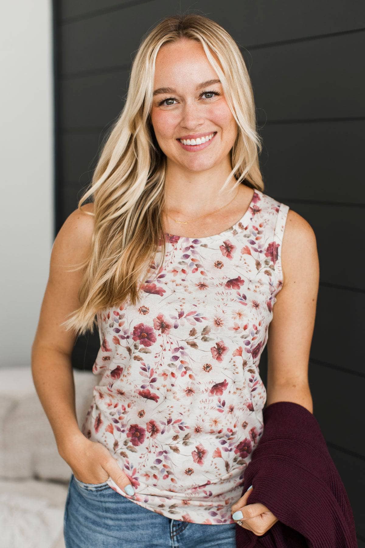 Life Full of Romance Floral Tank Top- Ivory