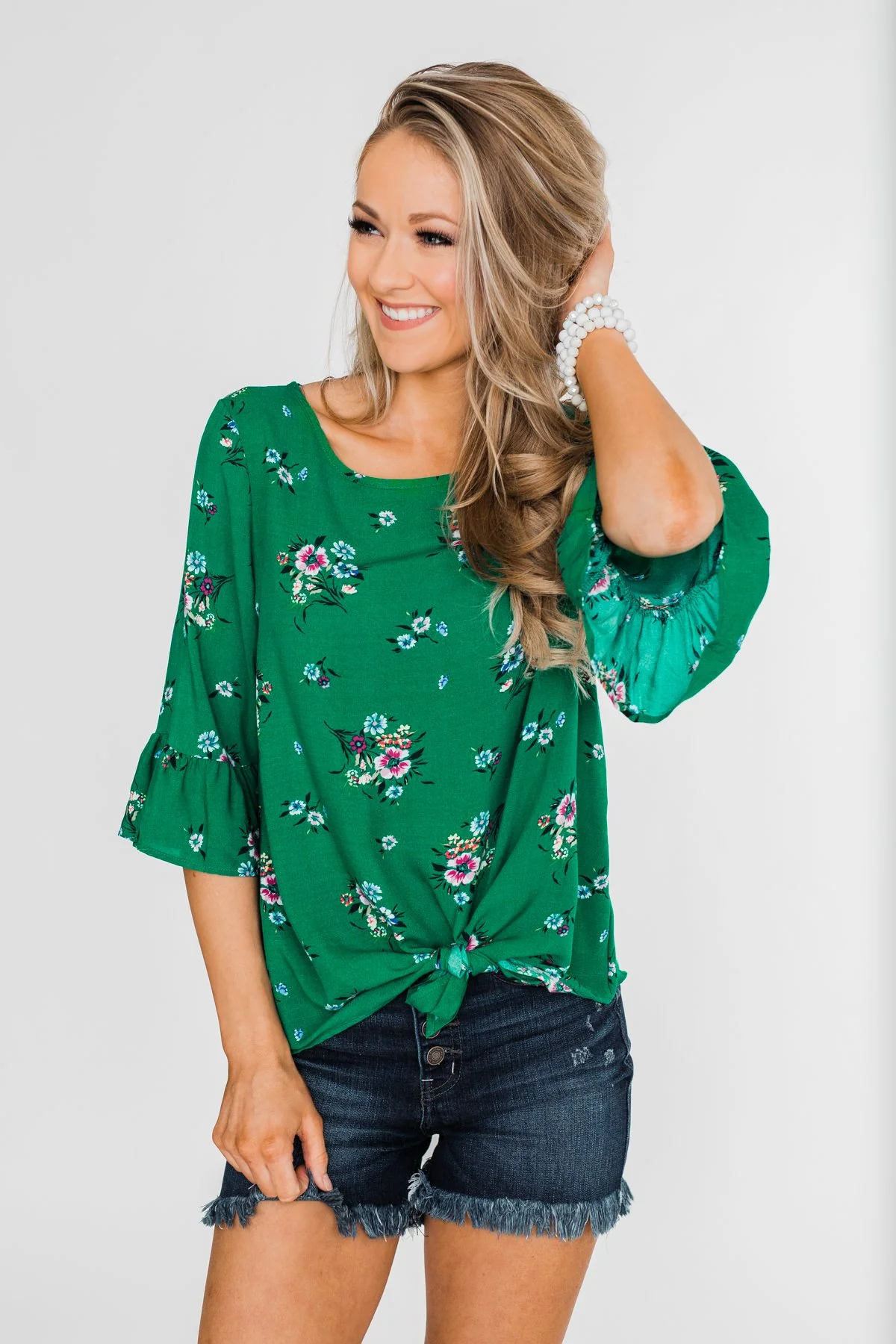Life In A Fairytale Floral Top- Enchanted Green - Image 2