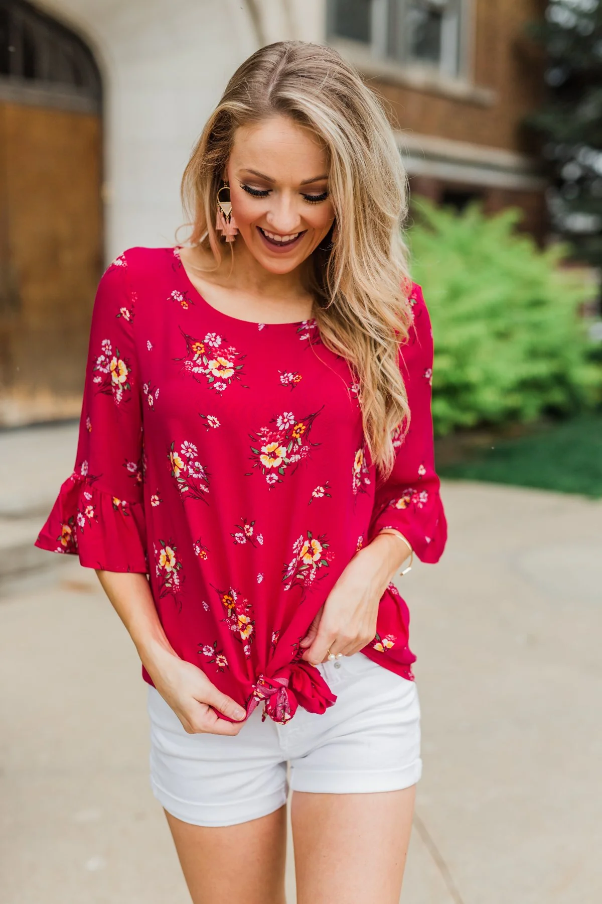 Life In A Fairytale Floral Top- Fuchsia - Image 6
