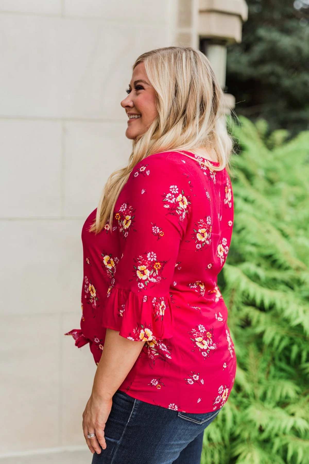 Life In A Fairytale Floral Top- Fuchsia - Image 8