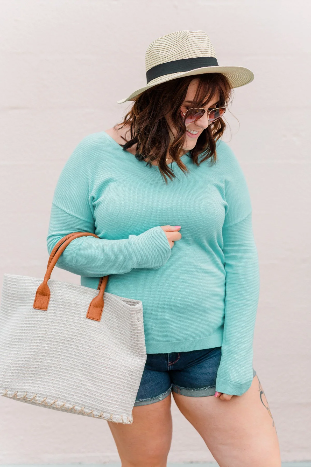 Life In Full Bloom V-Neck Knit Top- Aqua Blue - Image 21