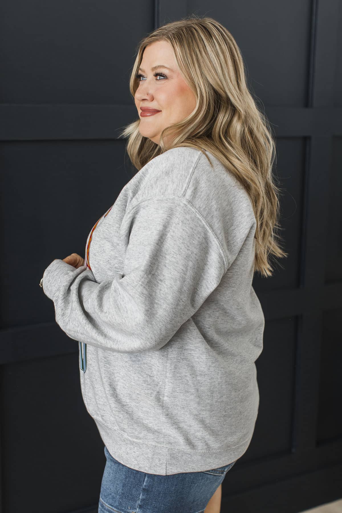 "Life Is Good" Crew Neck Pullover- Light Heather Grey - Image 5