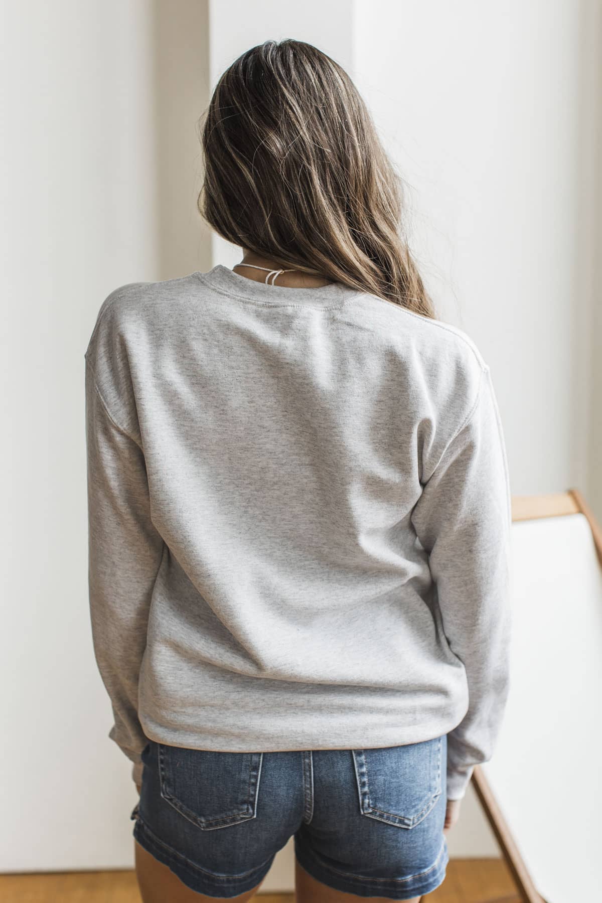 "Life Is Good" Crew Neck Pullover- Light Heather Grey - Image 6