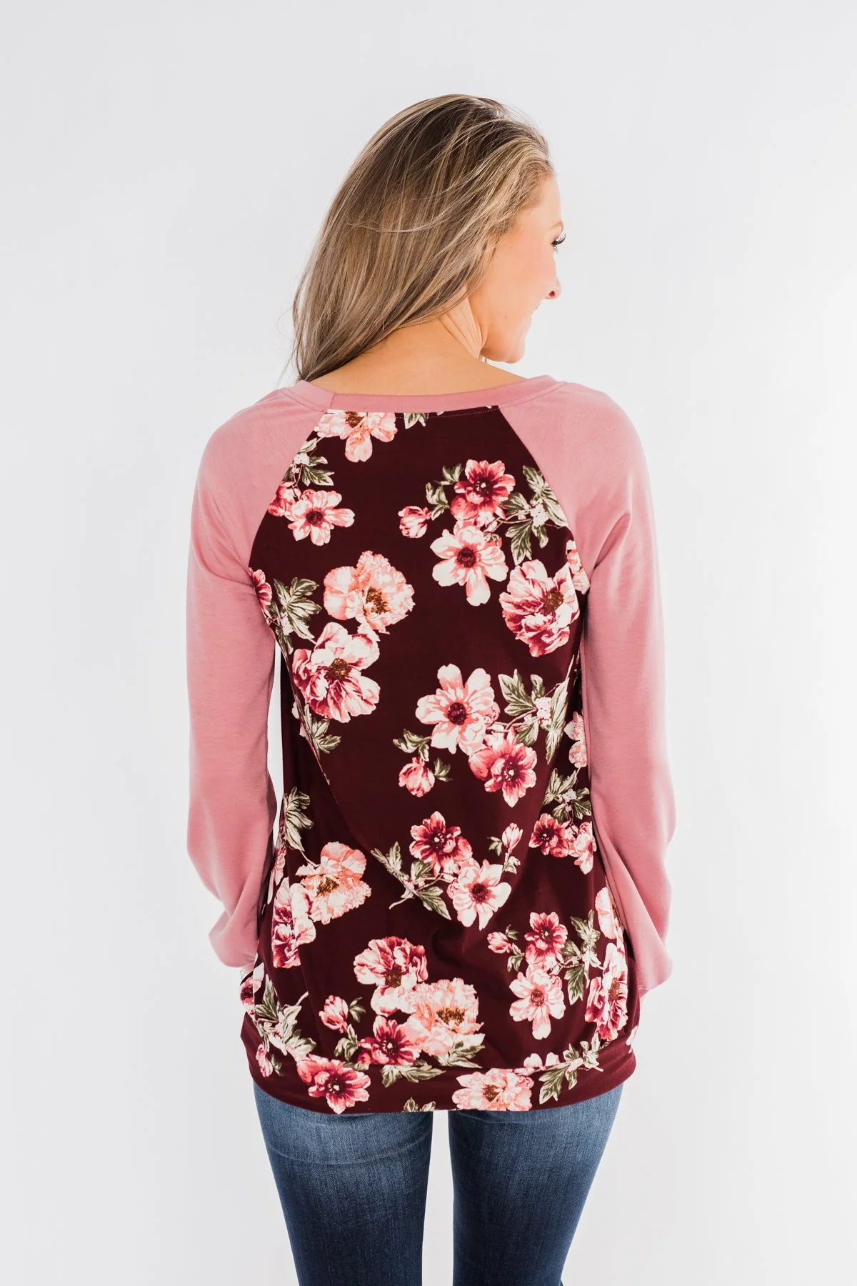 Life With You Floral Top- Mauve Pink & Burgundy - Image 11