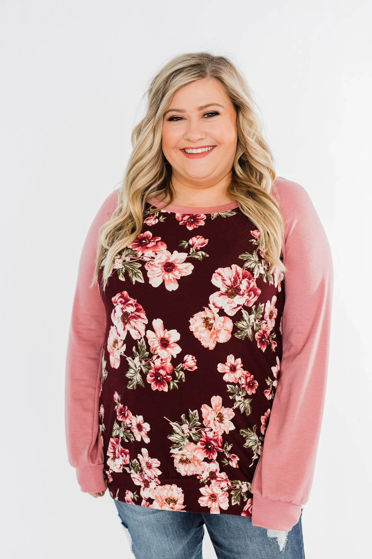 Life With You Floral Top- Mauve Pink & Burgundy - Image 6